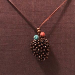 Bronze strawberry pendant necklace